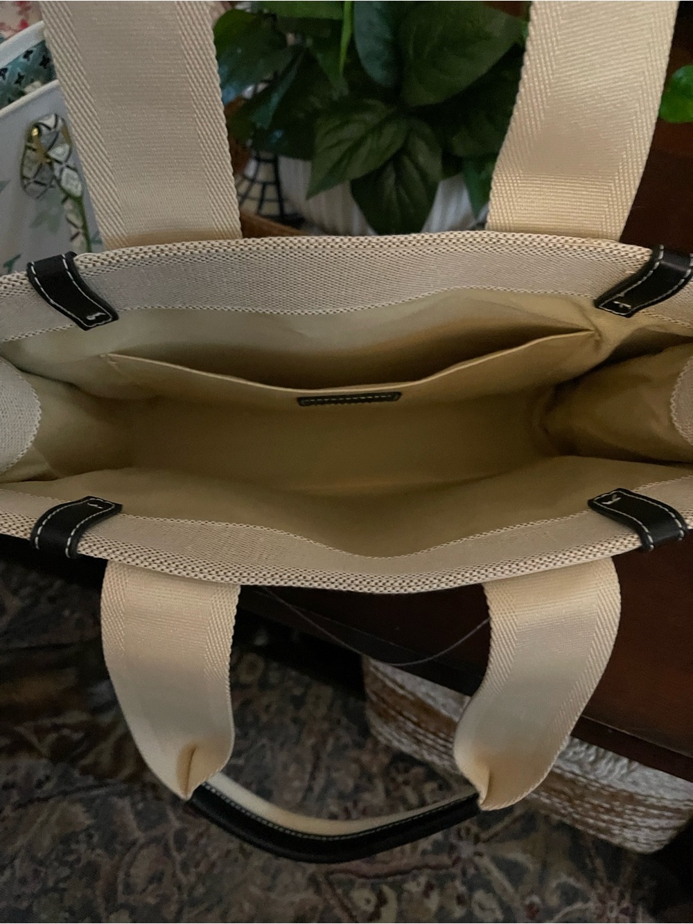 Beige Canvas Logo Tote - Picture 3 of 3
